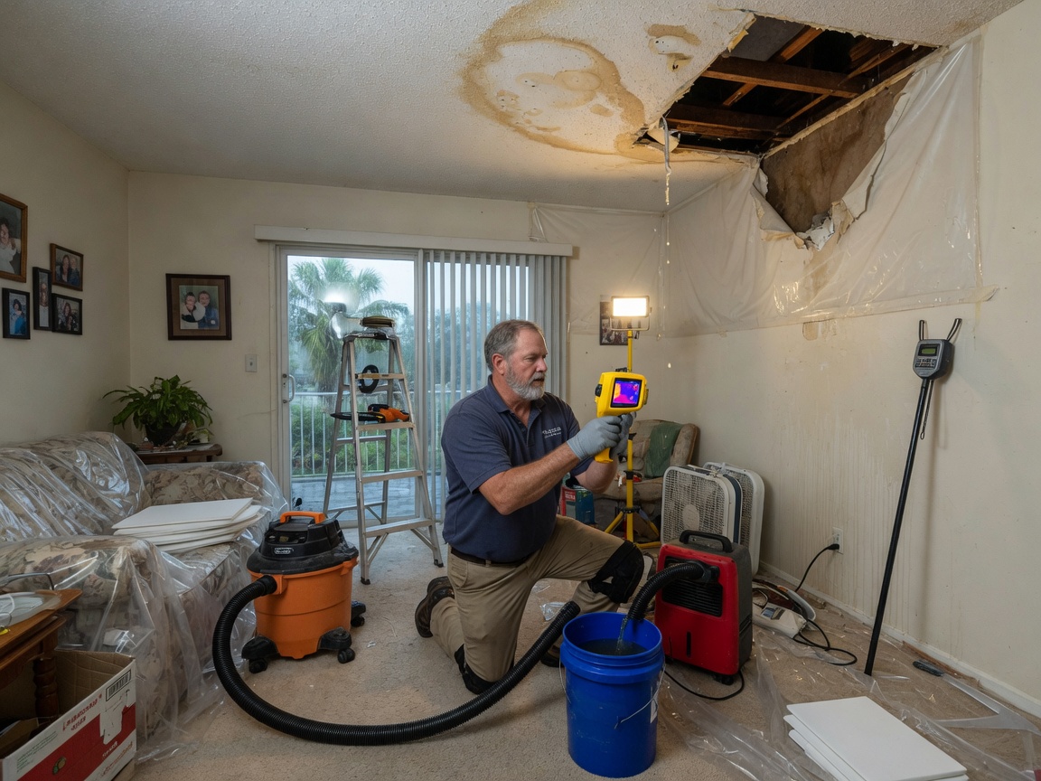 Roof Leak Water Damage Restoration in Pensacola