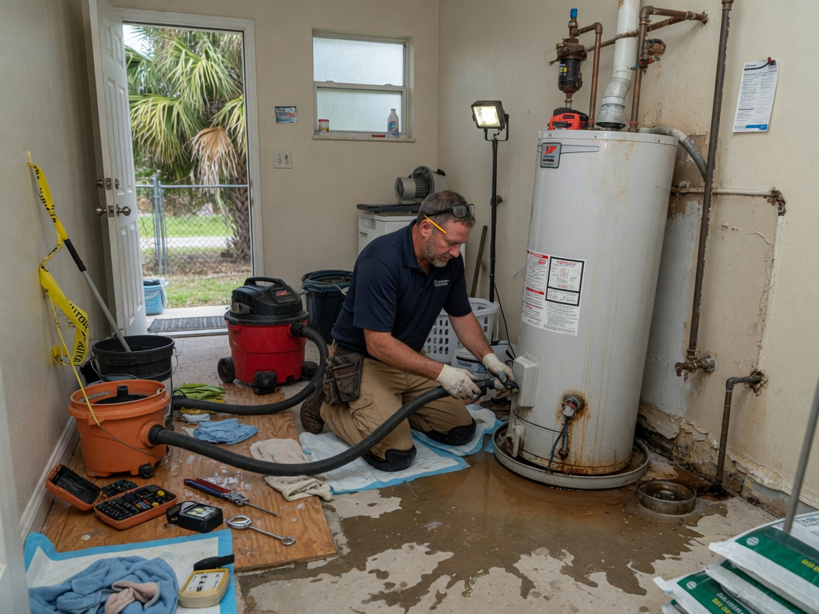 Water Heater Leak Water Damage Restoration in Pensacola